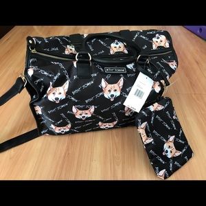 NWT corgi weekender bag with pouch Betsey Johnson